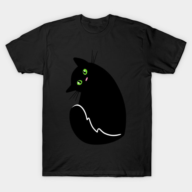 Inquisitive Black Cat T-Shirt by LivianPearl